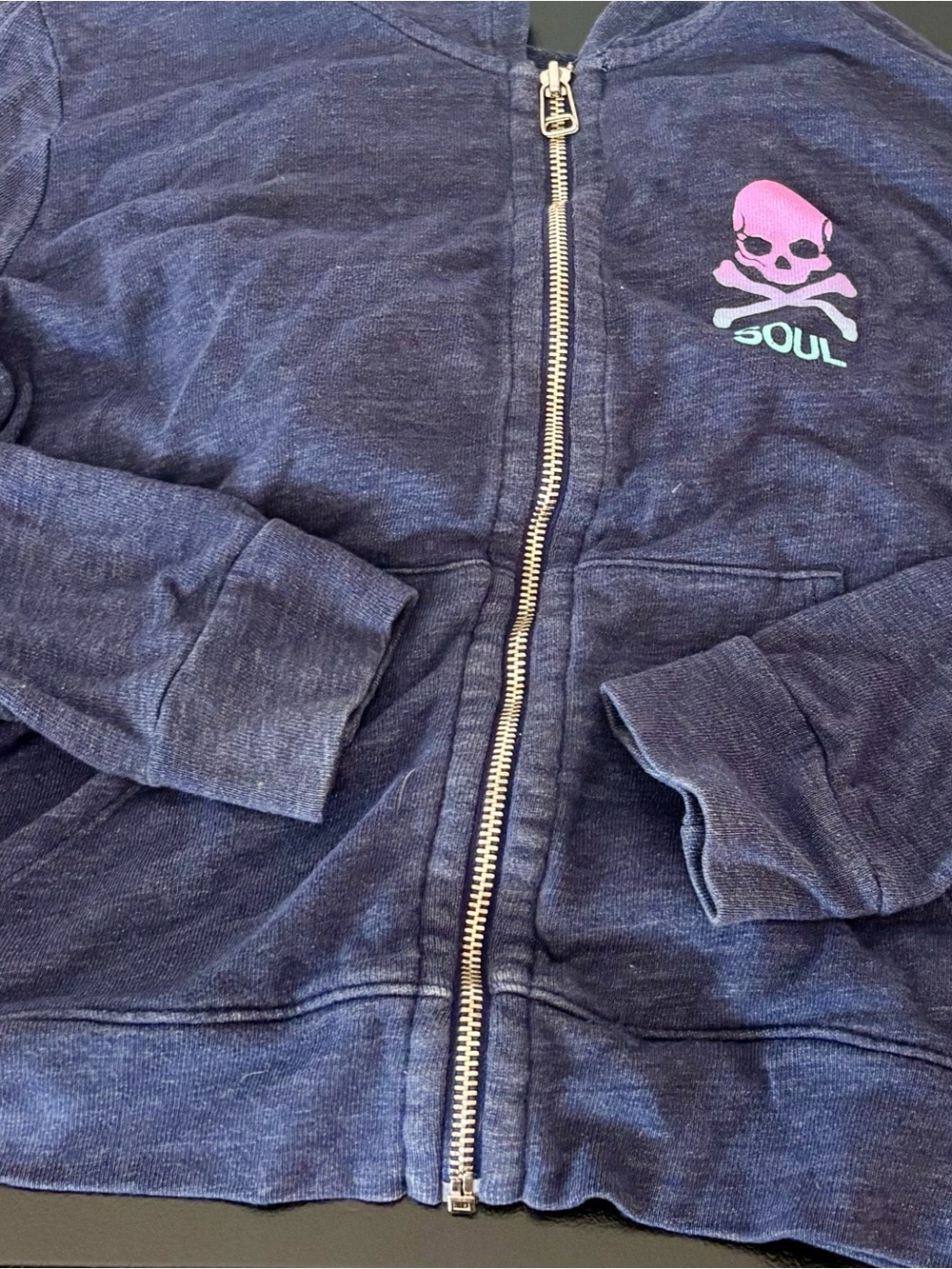 soulcycle Navy Zip Hoodie with Skull Graphics